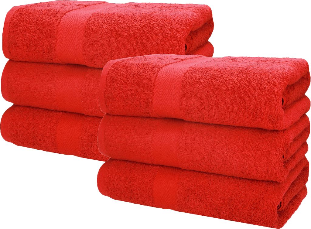 Betz 6 Stück Saunatücher 70 x 200 cm PREMIUM 100% Baumwolle Badetuch Liegetuch Strandtuch Farbe: rot