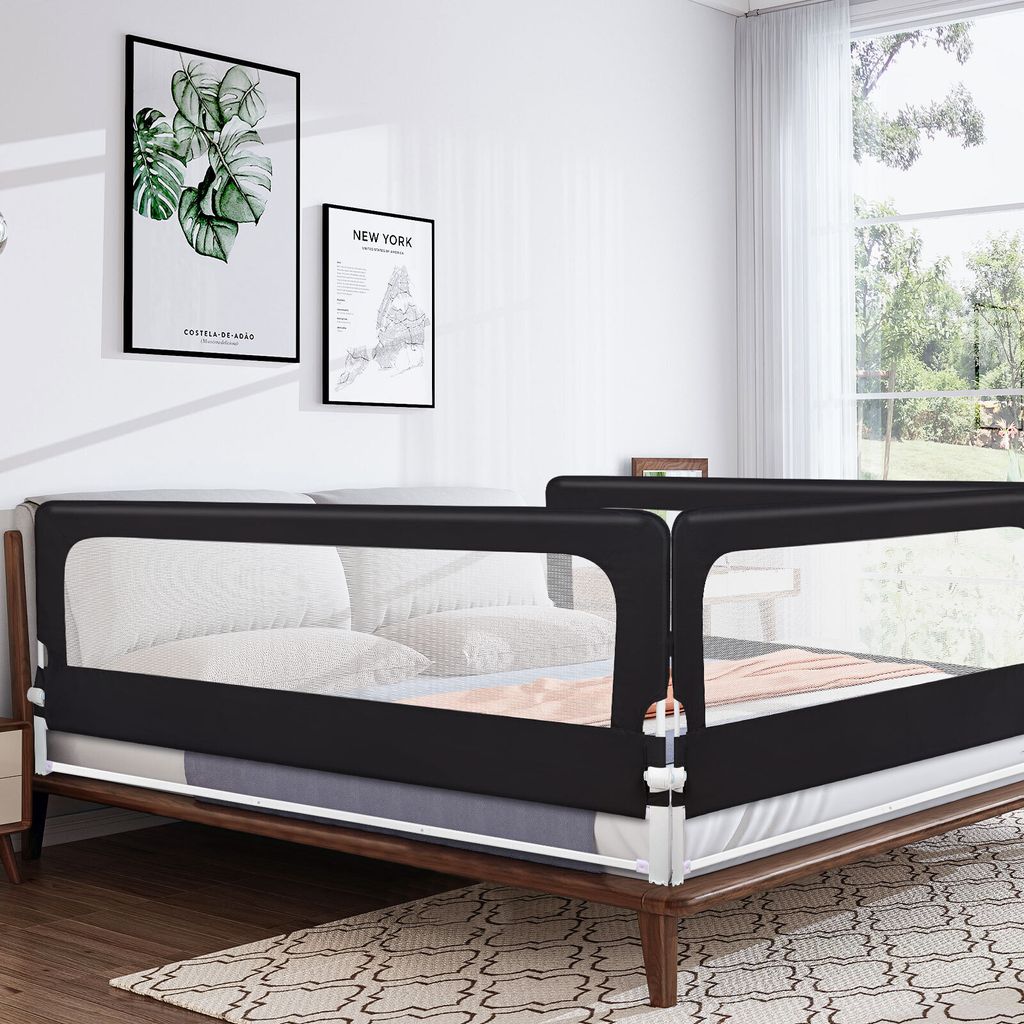 180cm Bettgitter Bettschutzgitter Höhenverstellbar Babybettgitter Rausfallschutz Für Babys Und Kinder schwarz 1 Seite