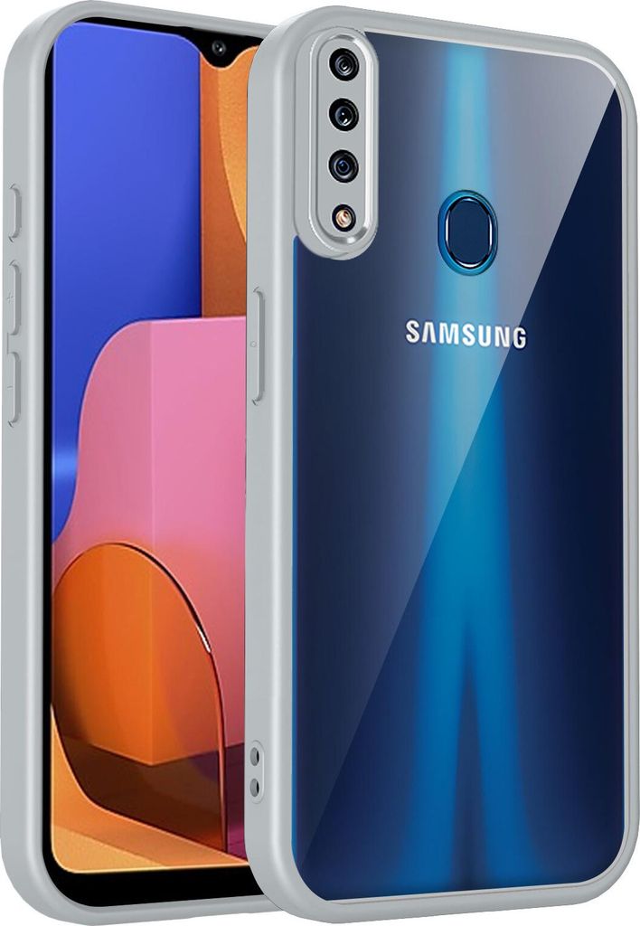 Hülle für Samsung Galaxy A20/A30 Transparente Rückseite TPU Bumper Stoßfest Handyhülle Grau