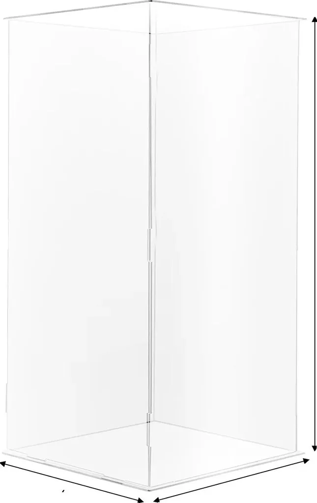 Vitrine acrylique anti-poussière transparente et base vert foncé luxe