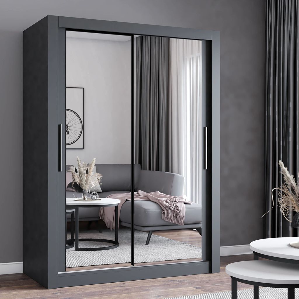 Armoire à portes coulissantes Armoire 150cm gris/gris avec Image du produit 