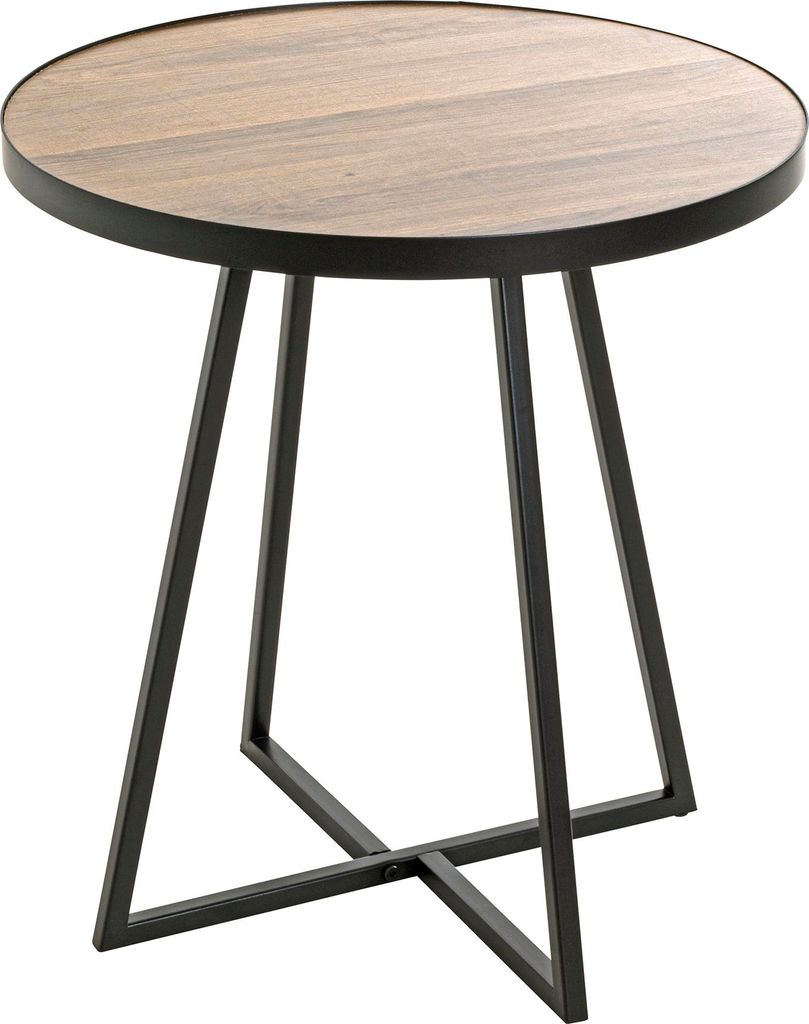 HAKU Möbel Beistelltisch eiche, schwarz - MDF, Metall, B/H/T: 48x52x48 cm