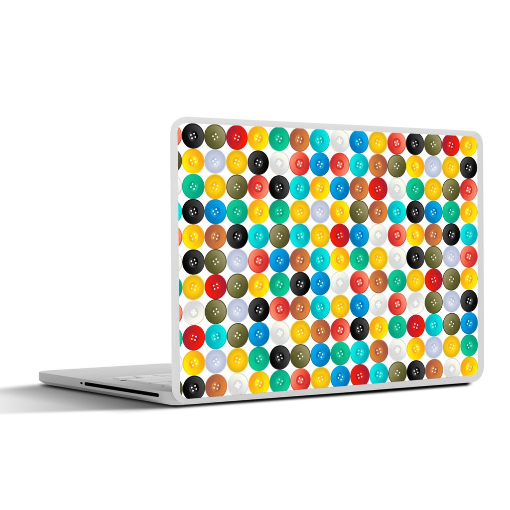 MuchoWow Laptop Aufkleber Sticker Cover Knöpfe - Regenbogen - Kleidung - Design 36.5x27.5 cm - Laptop-Sticker