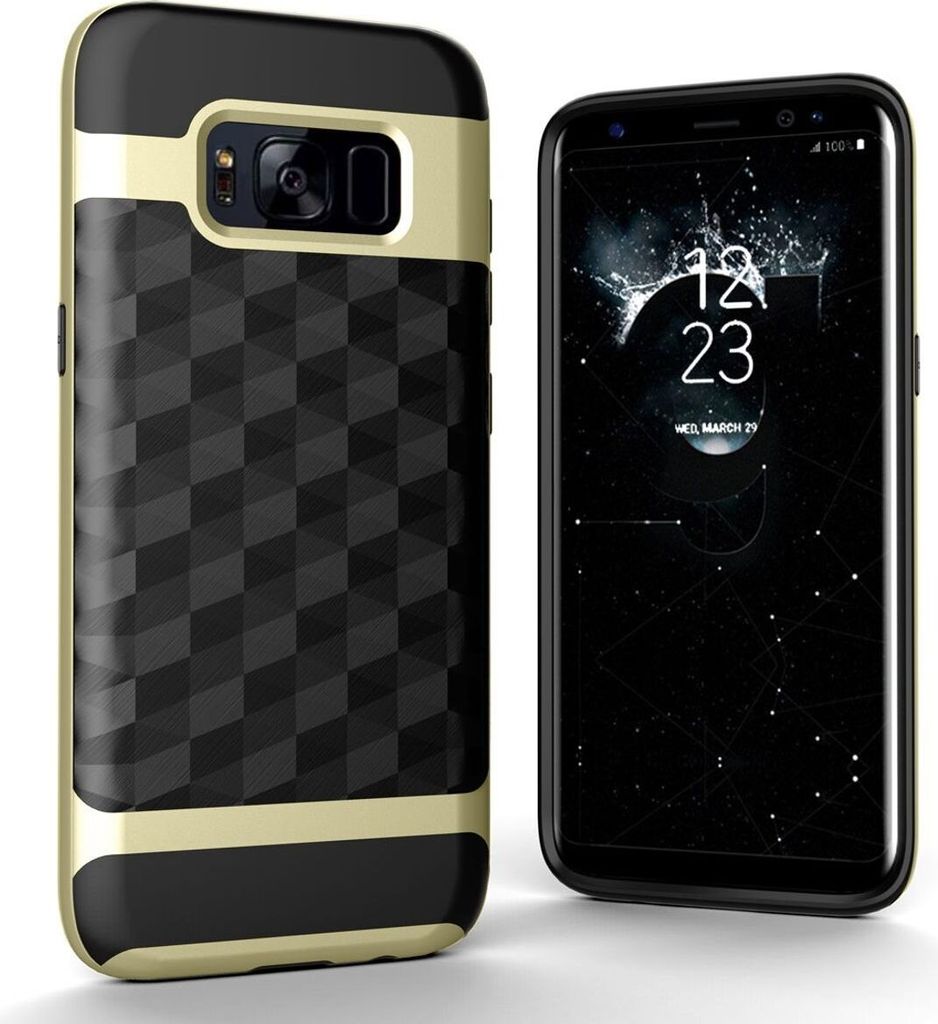 Hülle für Samsung Galaxy S7 Edge Backcover Case Handy Schutzhülle - Cover 3D Prisma Design Gold