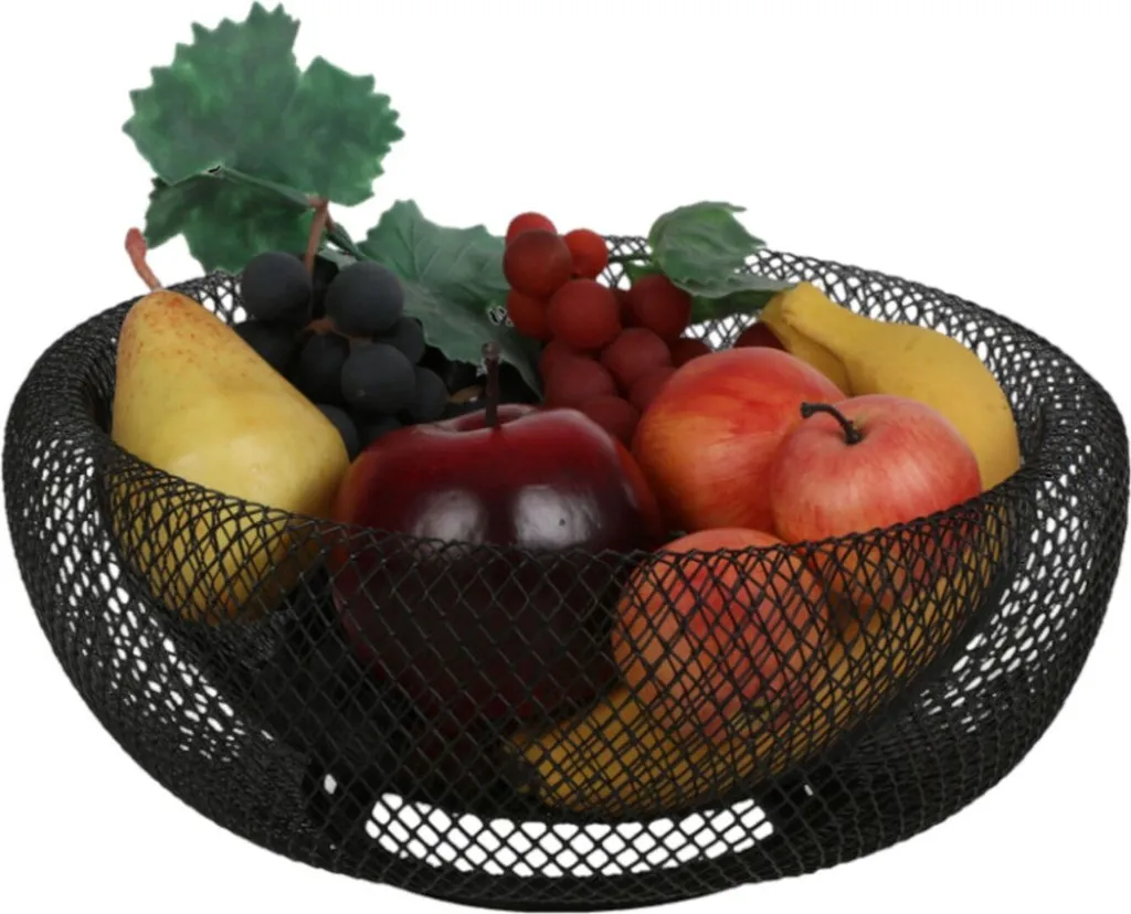 Lot de 8 Corbeilles à fruits en métal Noir 30cm Bol de Rangement Design