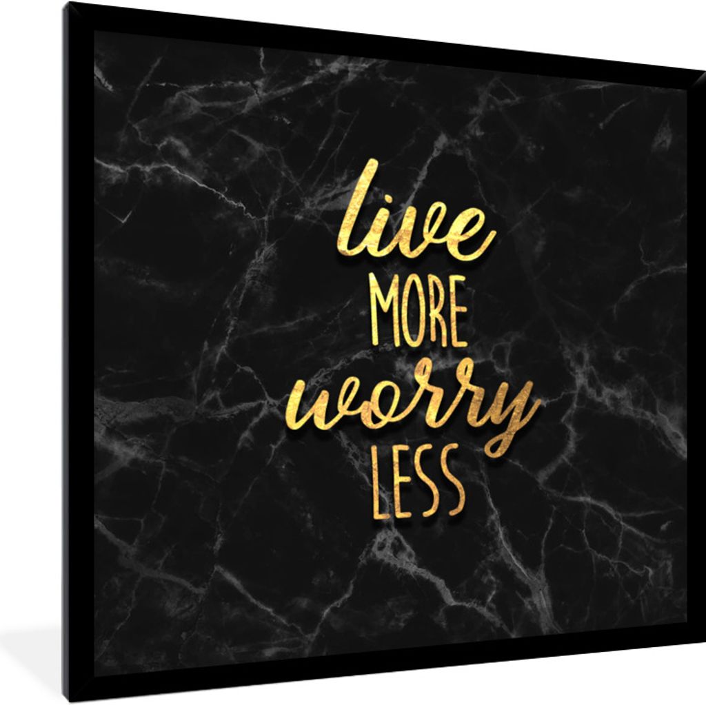 MuchoWow Gerahmtes Poster Zitat - Leben - Gold - Schwarz 40x40 cm - Poster mit Schwarzem Bilderrahmen Wandposter Rahmen Foto Bilder - Mit Rahmen ...