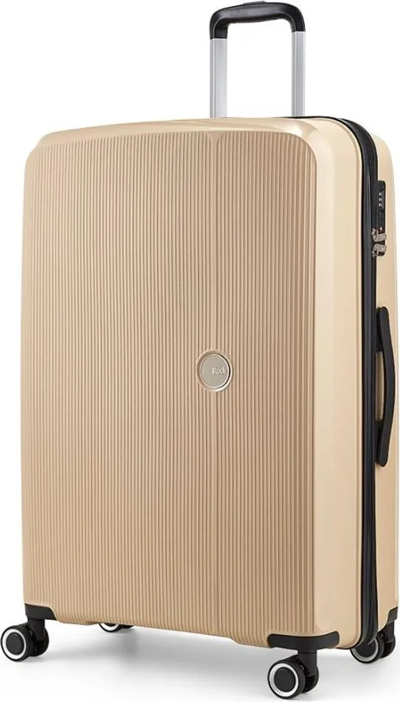 Valise ROCK Hudson beige : bagage robuste avec roues multidirectionnelles