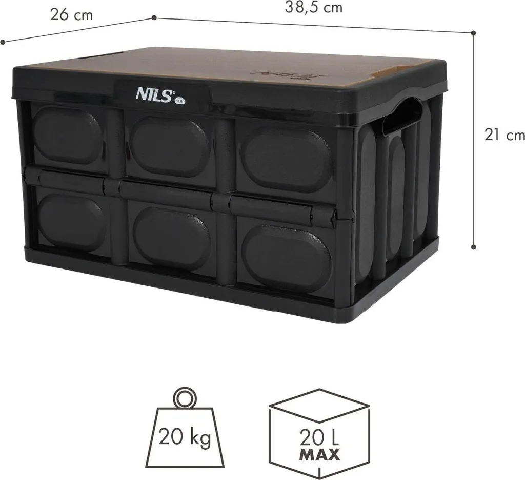 Boîte de rangement camping 20L pliable, organiseur coffre multifonction