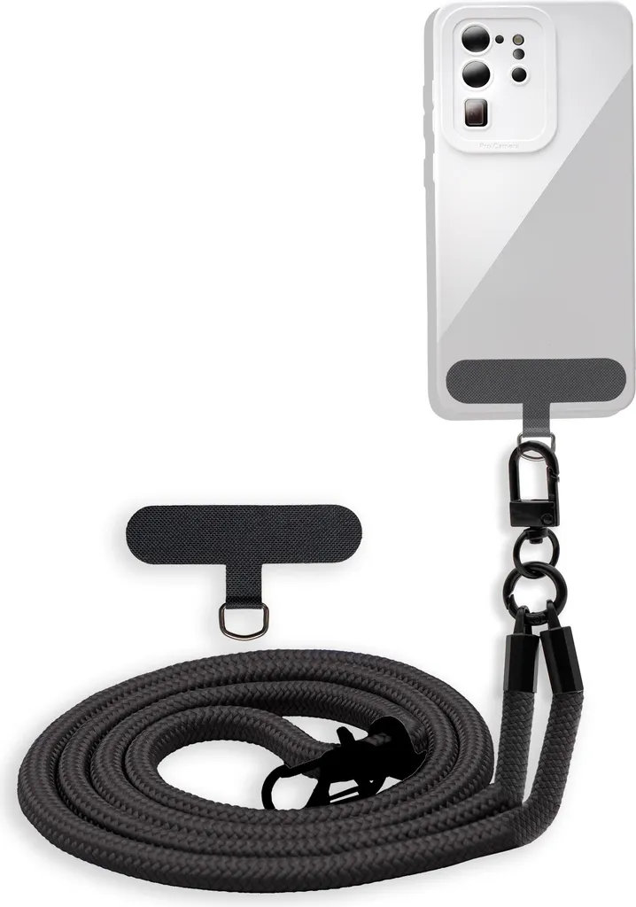 Cadorabo Catena Cellulare Oppo A92 Nero - Custodia con Cordino Regolabile