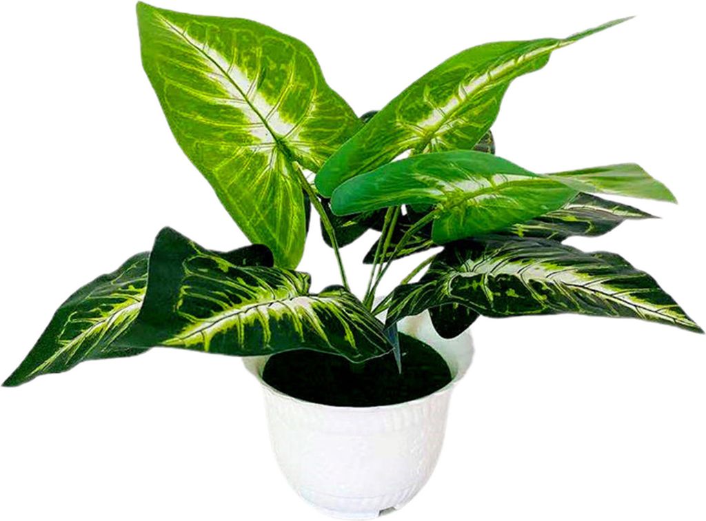 künstliche Pflanzentopf grüne Blätter Dekorative Plastik Büro Haus Imitation Blumentopf für Garten-4