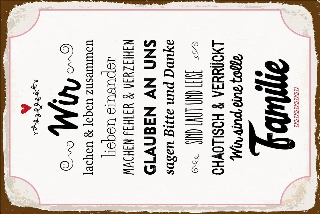 vianmo Blechschild 30x20 cm Wir lachen und leben zusammen