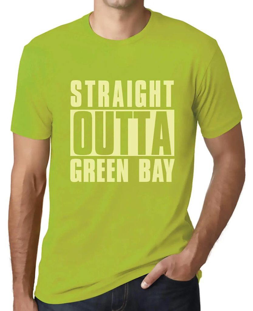 Herren Grafik T-Shirt Straight Outta Green Bay Öko-Verantwortlich Vintage Jahrgang Kurzarm Lustige Druck Geburtstag Geschenk Mann