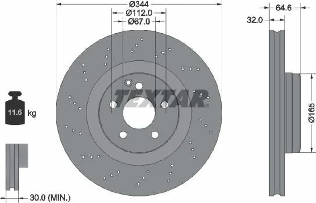 Disque de frein Textar 92277605 anticorrosion OE 1724210212 pour SLK