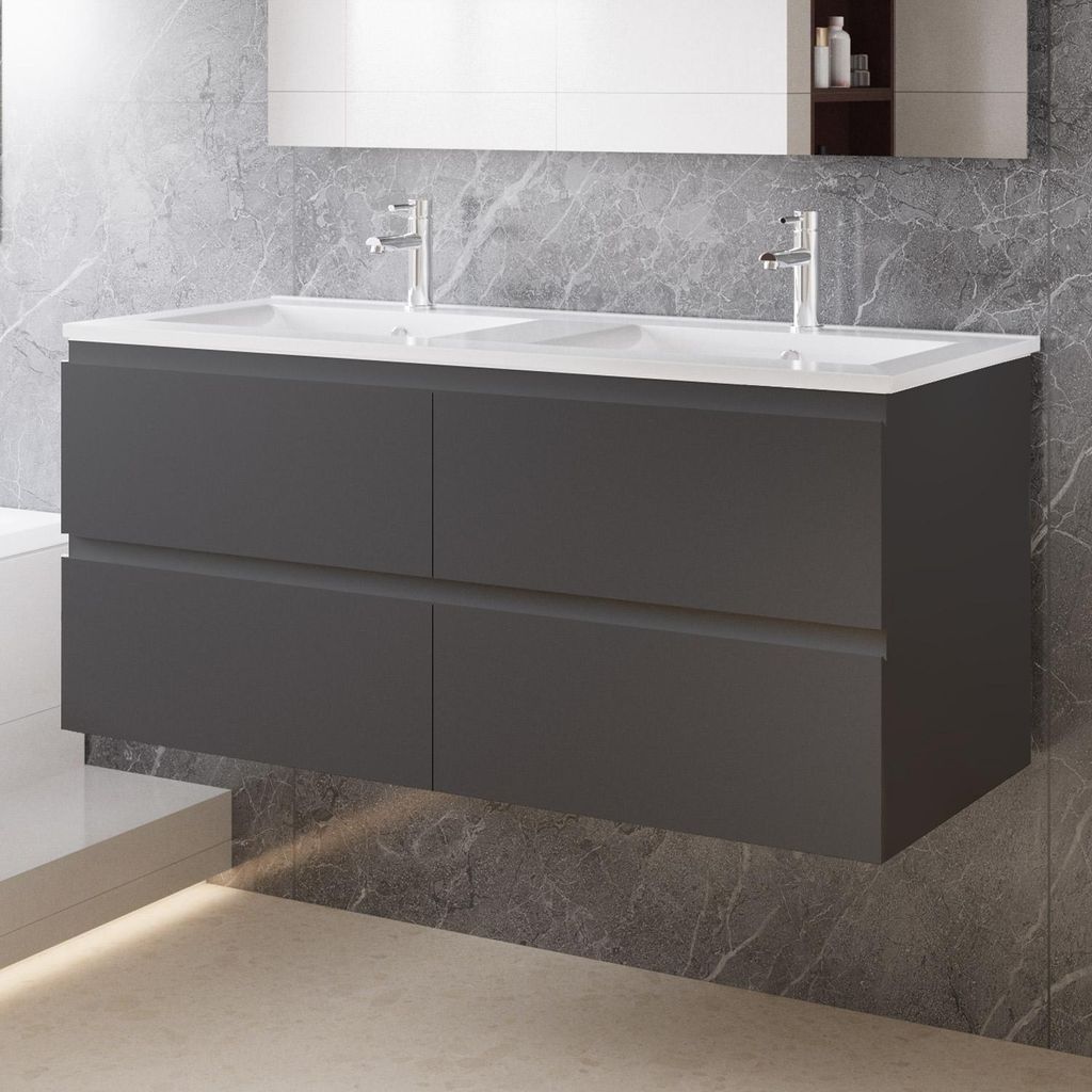 120 cm Badmöbel-Set Unterschrank mit dünn Keramik Produktbild 