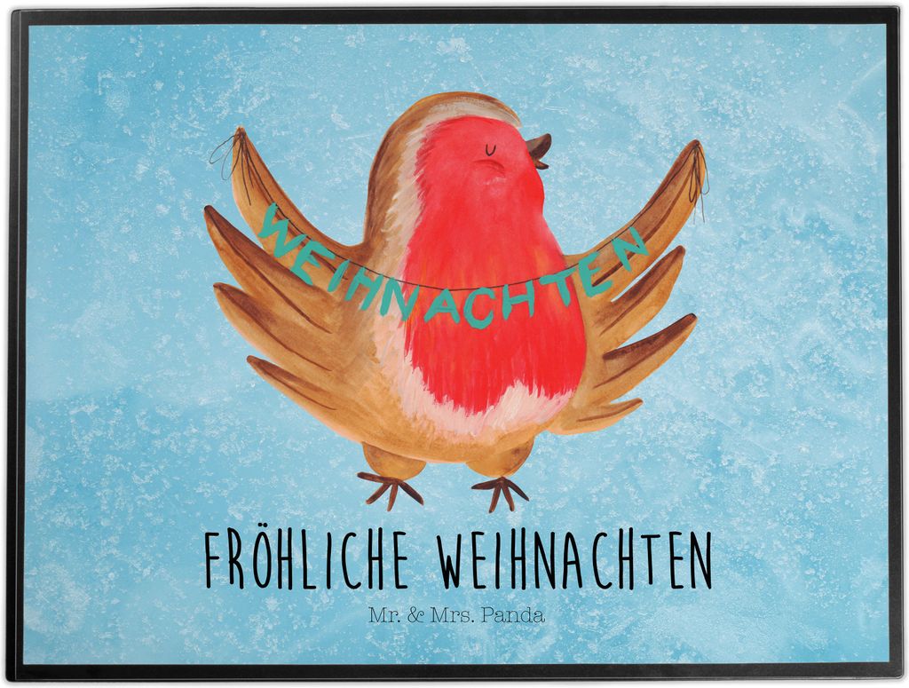 Mr. & Mrs. Panda tischpad Rotkehlchen Weihnachten - Eisblau - Geschenk, Frohe, Winter, Weihnachtsmotiv, Weihnachtsgruß, tischauflage, arbeitsmatte...