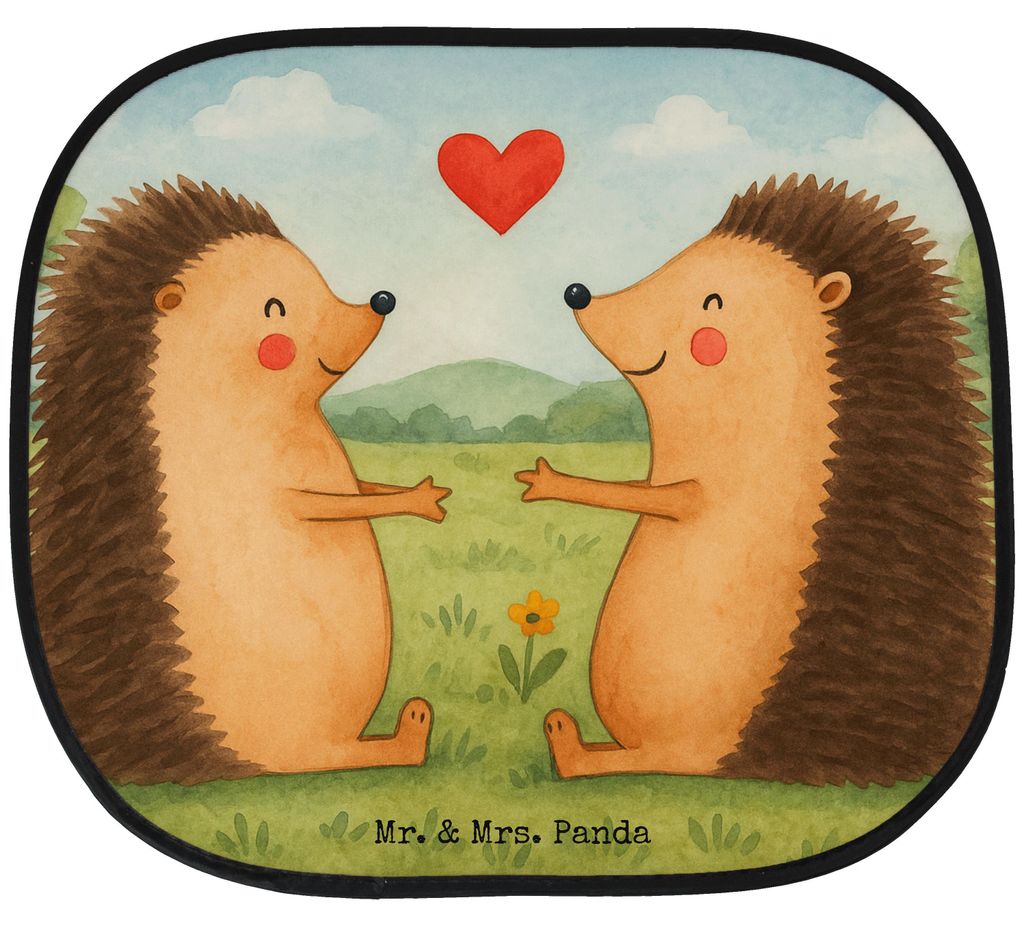 Mr. & Mrs. Panda Sonnenschutz Pkw Igel Liebe Design - Weiß - Geschenk, Auto Seitenscheibe, Autoscheibe, saugnapf, Sonnenblende, Hochzeit, Partner,...