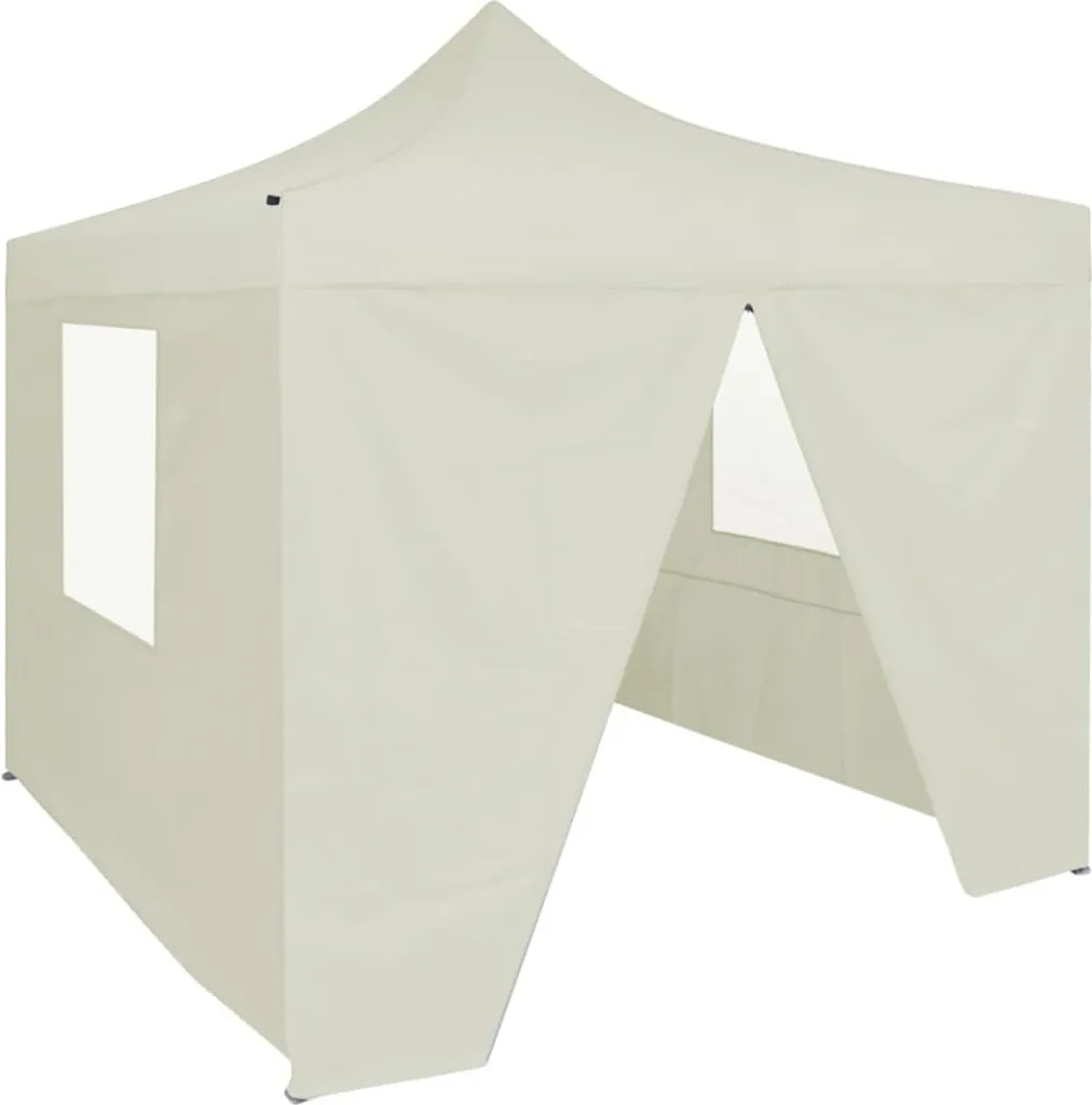 Tenda Professionale Pieghevole 2x2 m Crema con Pareti Laterali