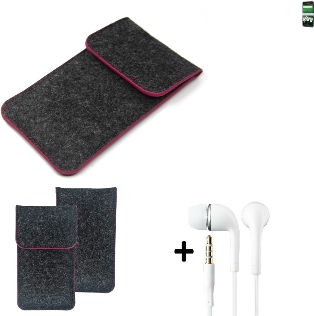 K-S-Trade Handy Hülle Schutz Hülle kompatibel mit doro 8035 Schutzhülle Handyhülle Filztasche Pouch Tasche Case Sleeve Filzhülle dunkelgrau rosa