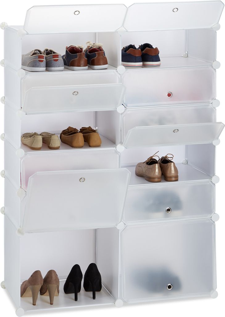 Relaxdays Schuhregal Kunststoff, DIY Regalsystem 12 Fächer, Produktbild 