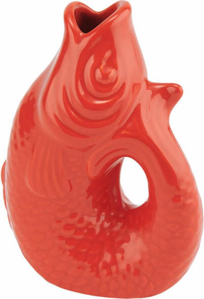 Gift Company Vase Monsieur Carafon XS, Dekovase in Fisch-Form, Steingut, Coral Red, 13 cm, 1087402003