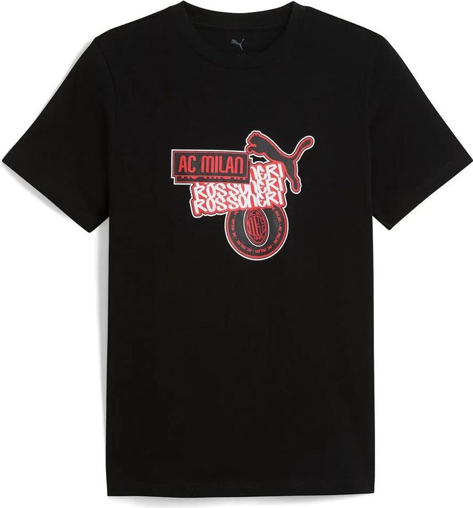 Puma Ac Milan Football Culture Kurzarm-t-shirt Schwarz M Herren Schwarz M