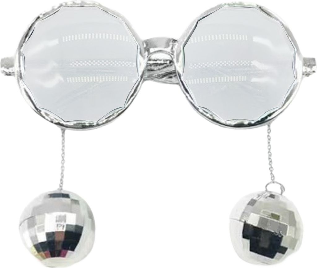Discokugel-Brille aus Kunststoff, Retro-Funky-Sonnenbrille mit Discokugel-Anhänger, Party-Geschenke, Karnevals-Accessoires für Damen und Herren, ...