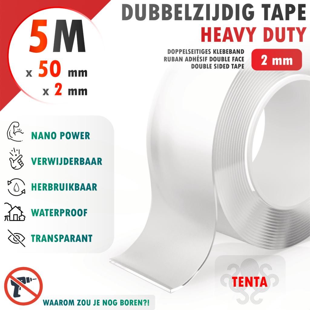 Dubbelzijdig Tape 5m x 50mm x 2mm - TENTA Heavy Duty Productafbeelding 
