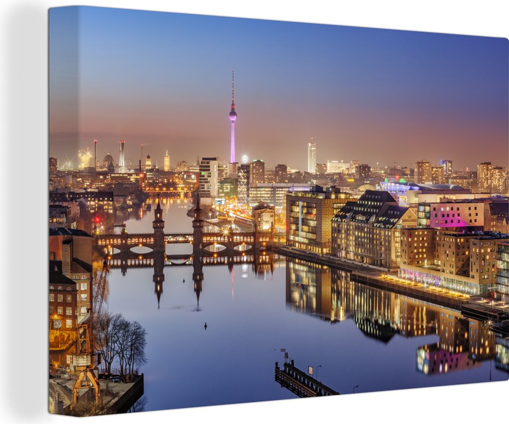 OneMillionCanvasses - Leinwandbilder - 140x90 cm, Berlin - Abend - Kultur, Wandbilder Kunstdruck Wanddekoration - Foto auf Leinwand - Gemälde au...
