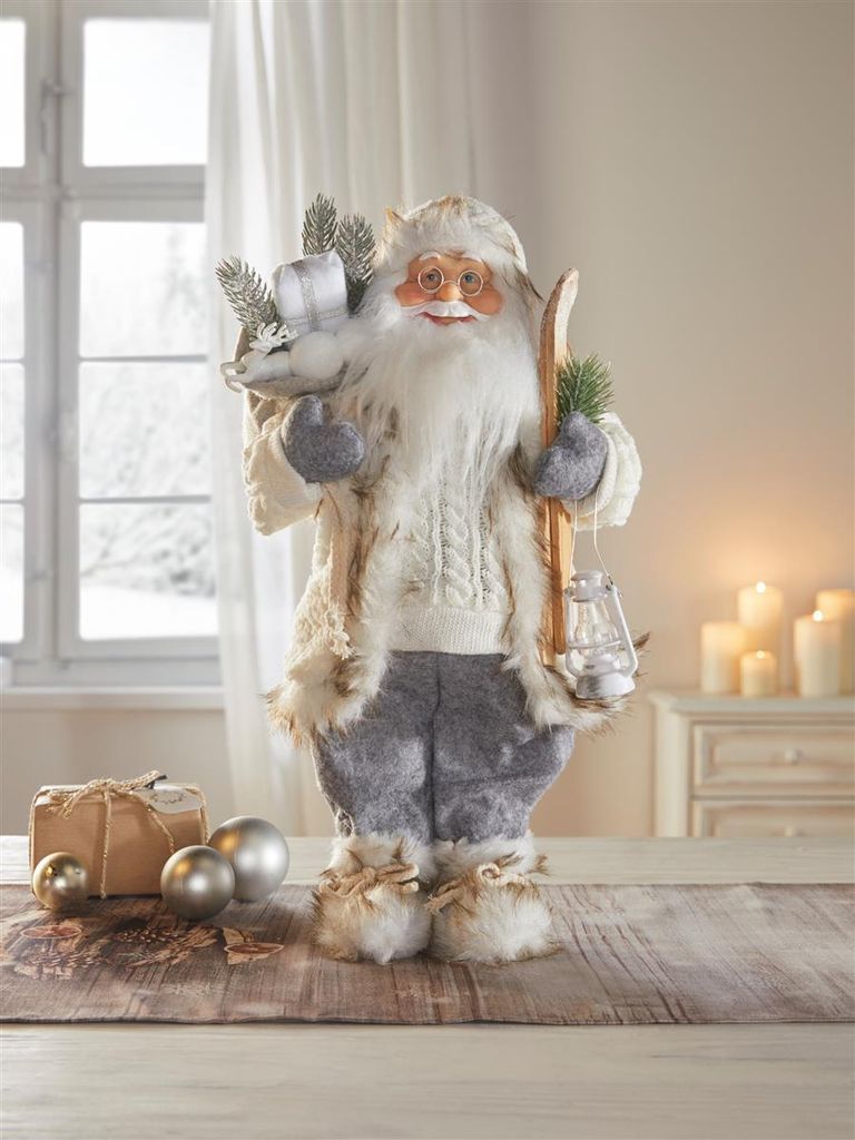 Dekofigur "Winter" 46 cm hoch, Deko Weihnachtsmann mit Laterne, Nikolaus, Santa Claus Figur