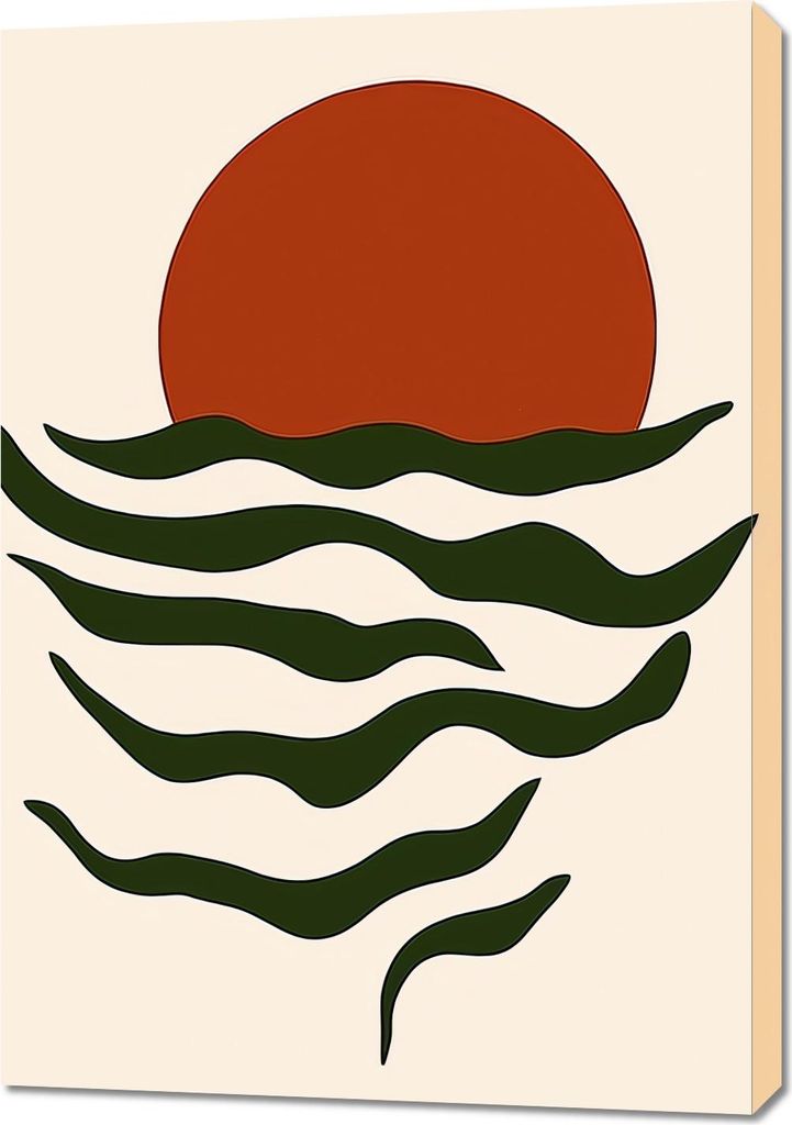 Bild 70x100cm Wellen Minimalistisch, Innenräume Skandinavischer Stil, Boho