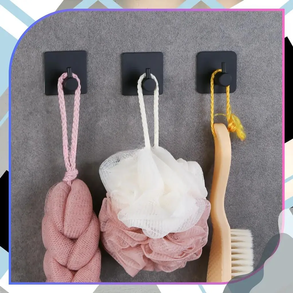 4 Ganci Adesivi Neri Opachi 4.5cm - Appendini Multifunzione Cucina e Bagno - 2