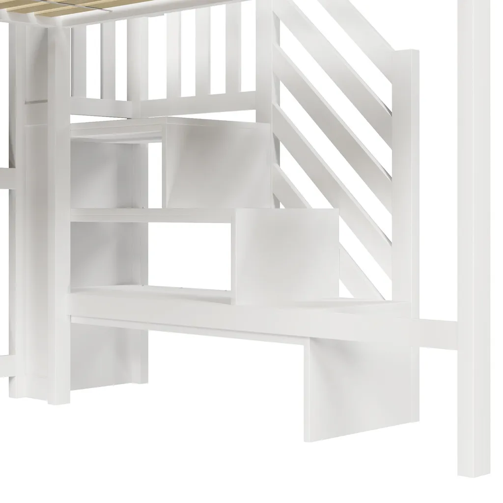 Lit mezzanine 140x200 cm blanc : la solution rangement pour studio
