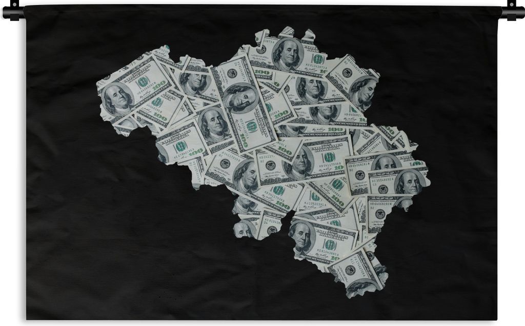 MuchoWow Wandteppich Wandbehang Karte - Belgien - Geld 150x100 cm Tapisserie Dekoration Wandtuch - Waschbar - Tapisserien - Wand-Decke