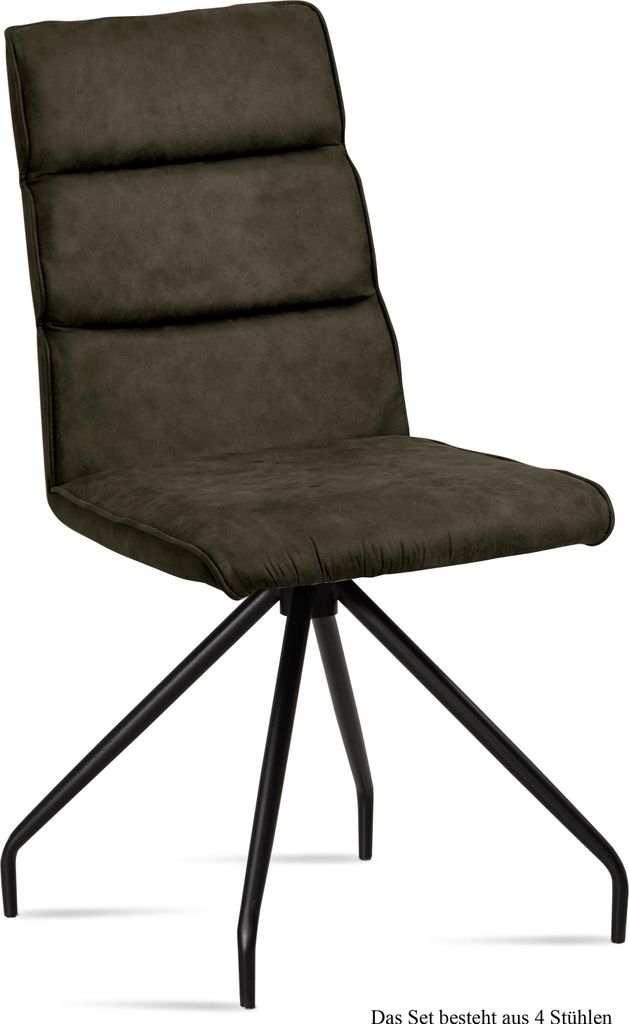 Esszimmerstuhl (4er-Set) Devnet 47x92x60 Schwarz/Khaki