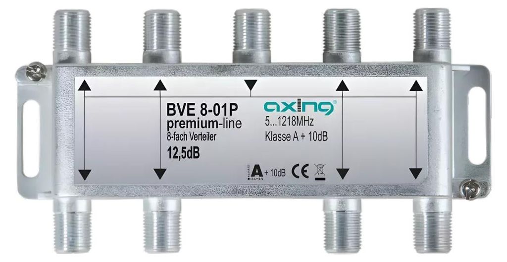 Axing BVE 8-01P, Kabelsplitter, 5 - 1218 MHz, Metallisch, Produktbild 