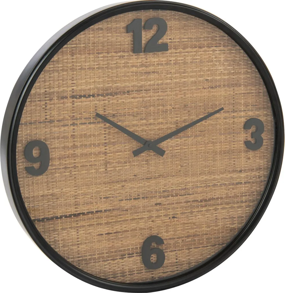 Petite horloge murale J-Line en MDF brun et noir - Style industriel chic