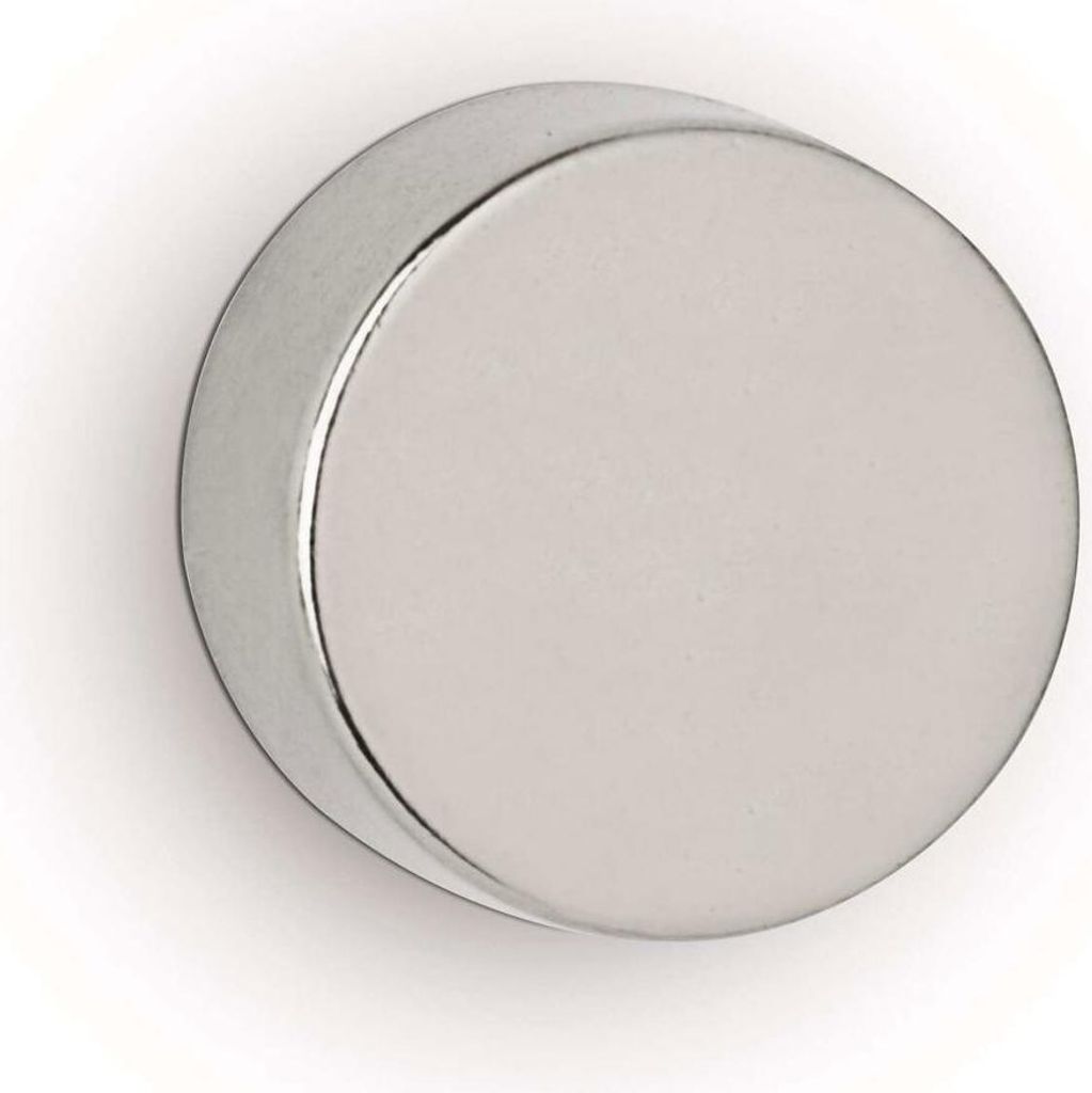 MAUL Magnet rund 4 Stück 8 kg Stahl Metall Neodym magnetisch Ø 1.5 x 1 cm silber