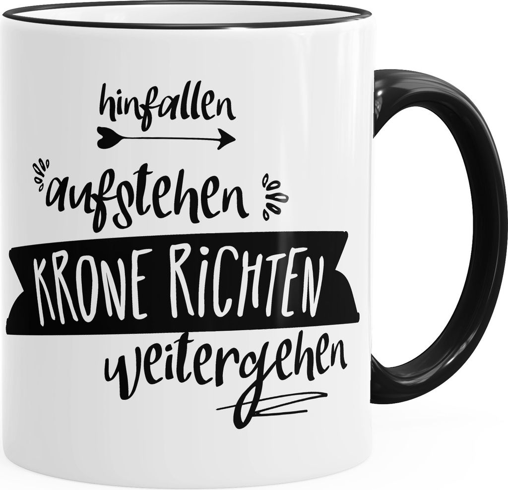 Kaffee-Tasse Hinfallen, aufstehen, Krone richten, weitergehen MoonWorks schwarz unisize