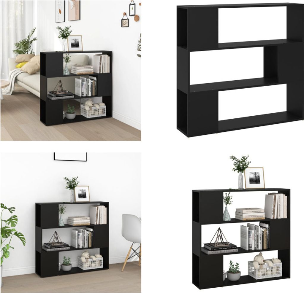 vidaXL Bücherregal Raumteiler Schwarz 100x24x94 cm - Bücherschrank - Bücherschränke - Bücherregal - Bücherregale