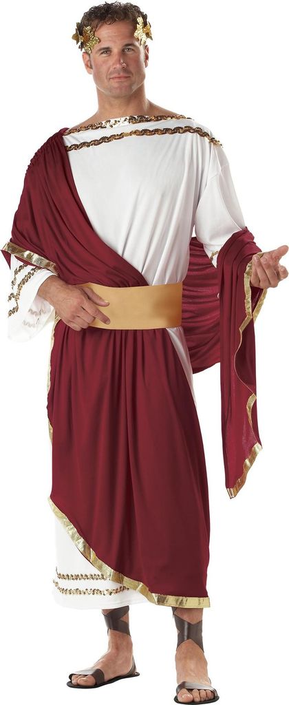 A man wearing a Julius Caesar costume.