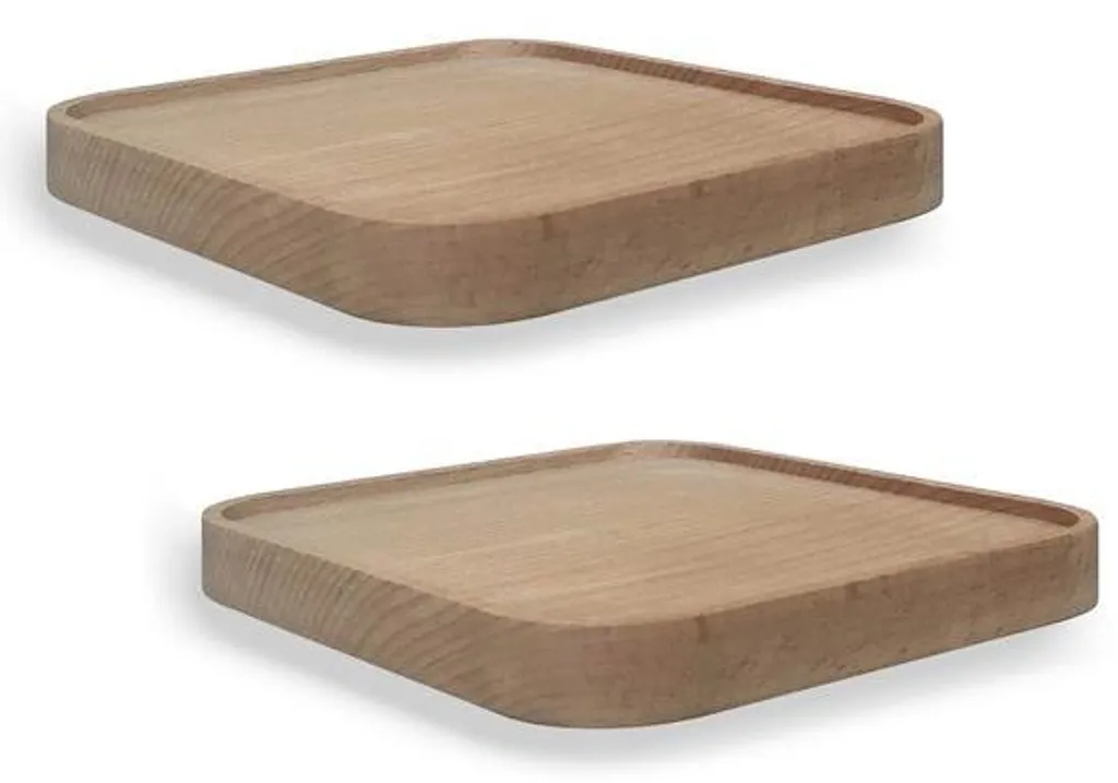 Étagère flottante bois carrée pour plantes et déco murale - Set de 2
