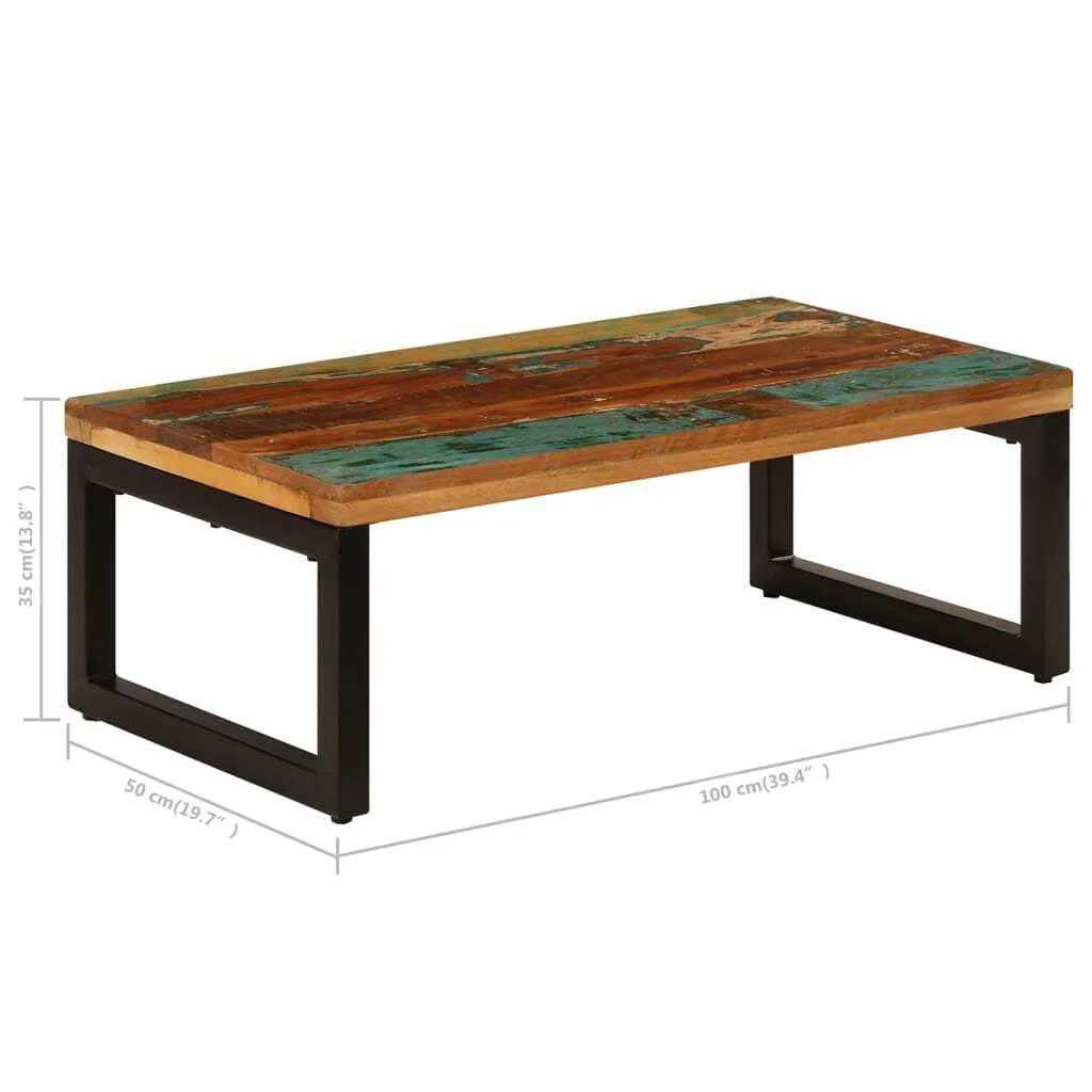 Tavolino 100x50x35 cm in legno di recupero e acciaio - 8