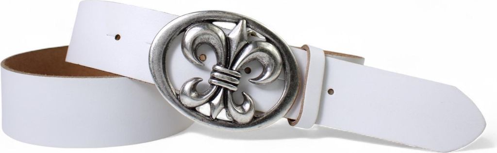 FRONHOFER Damen Ledergürtel 4 cm mit Lilien Gürtelschnalle, französische Lilie, echt Leder