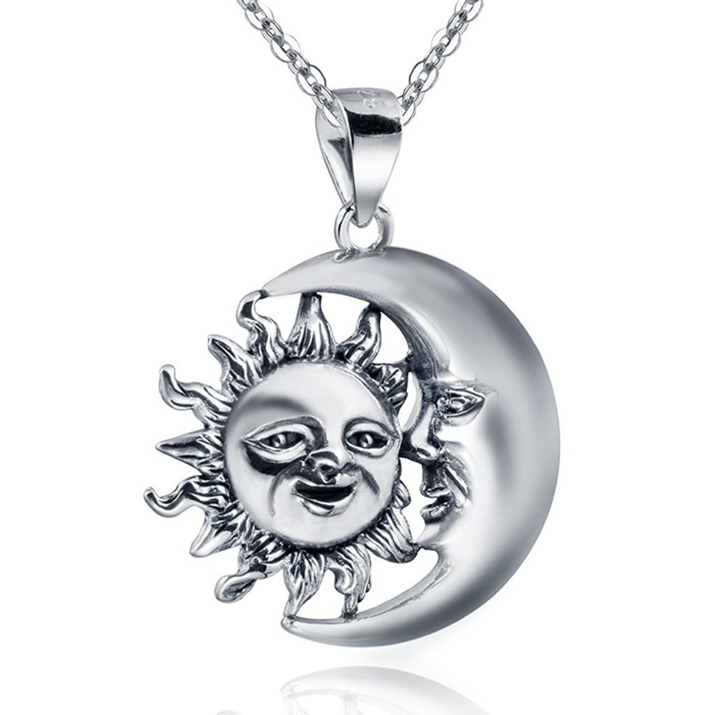 MATERIA 925 Sterling Silber Kettenanhänger MOND UND SONNE Produktbild 