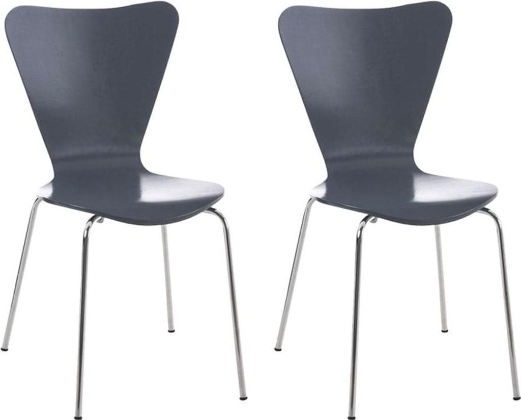 2x Ergonomische Besucherstühle - Wartestühle - Bequemer Sitz, stapelbares Design | Farbe: Grau