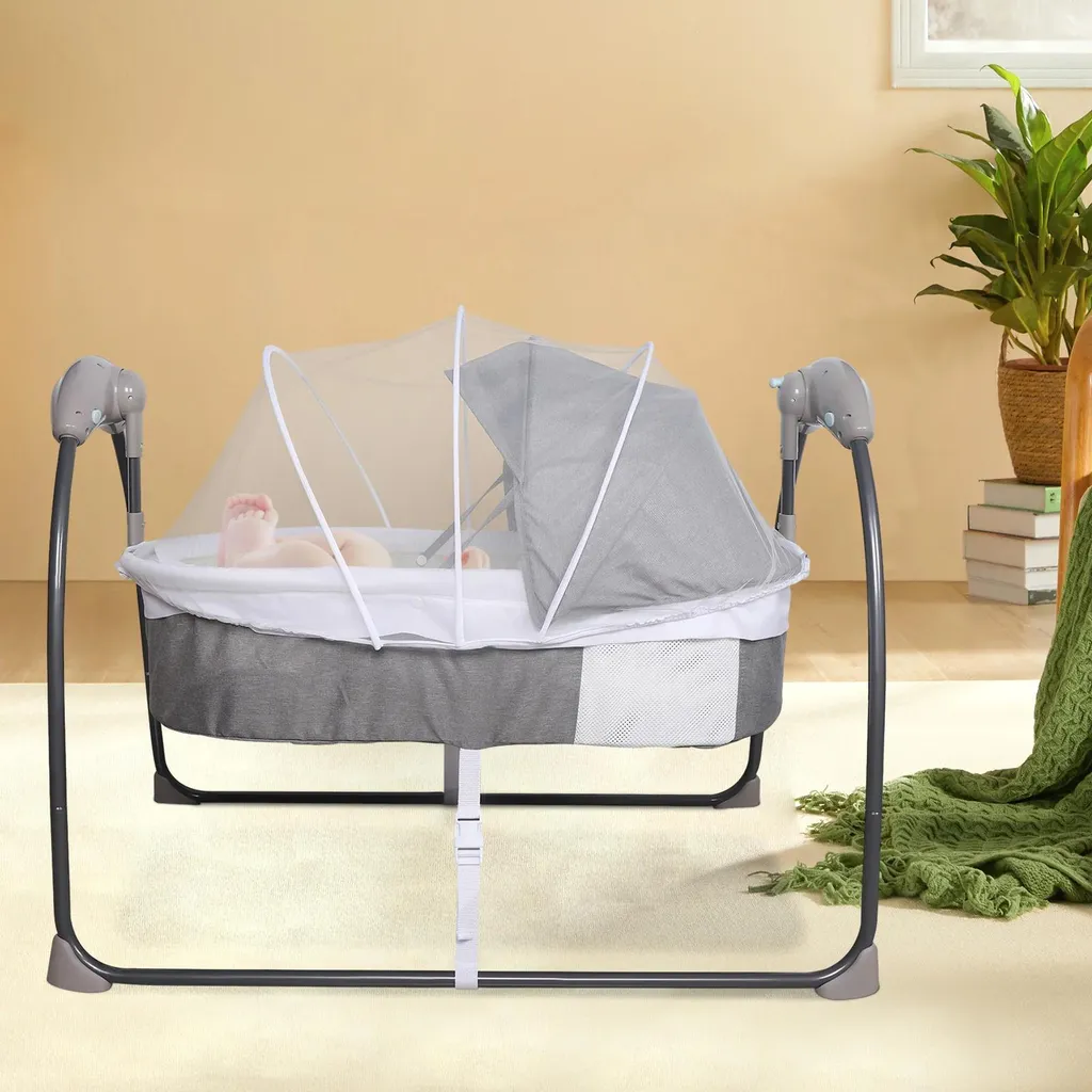 Transat électrique bébé pour faciliter le sommeil avec télécommande gris