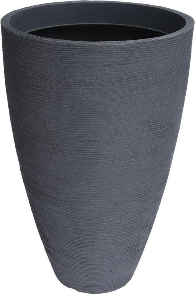 Pot de fleurs nervuré 40 x 60 cm en plastique gris anthracite design