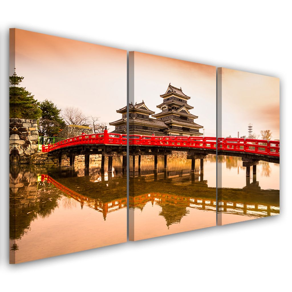 Triptychon auf leinwand beige städte und architektur 120x80 cm Feeby beige wandbild bereit zum aufhängen