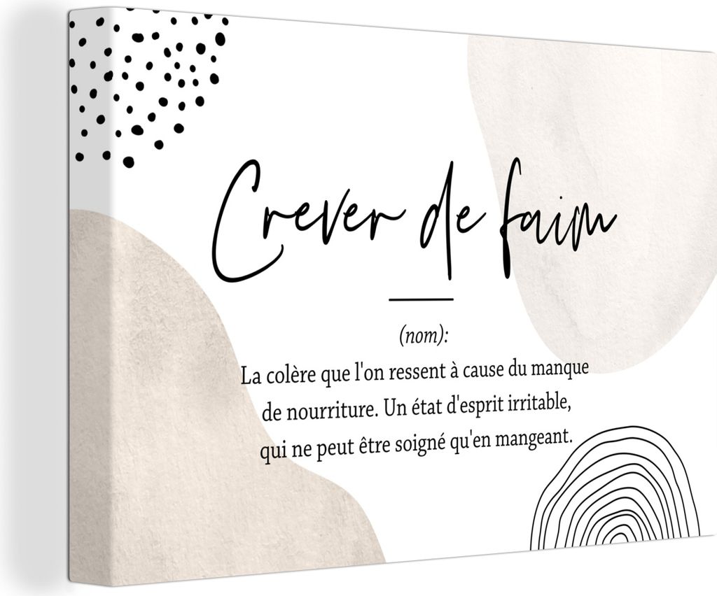 OneMillionCanvasses - Leinwandbilder - 150x100 cm, Sprichwörter - Zitate - Crever de faim - Wörterbuch - Definition des Hungertodes, Wandbilder...