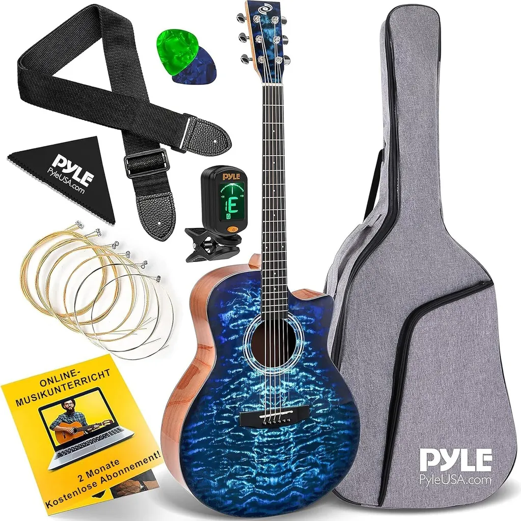 Guitare acoustique avec accordeur intégré et housse - Kit Western complet